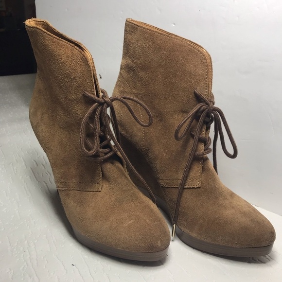 KORS Michael Kors booties suede camel 10 wedge - Picture 1 of 8